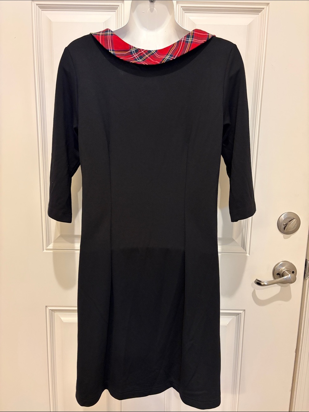 Sailor Sailor Black Shift Dress with Red Plaid Collar S - Picture 4 of 7
